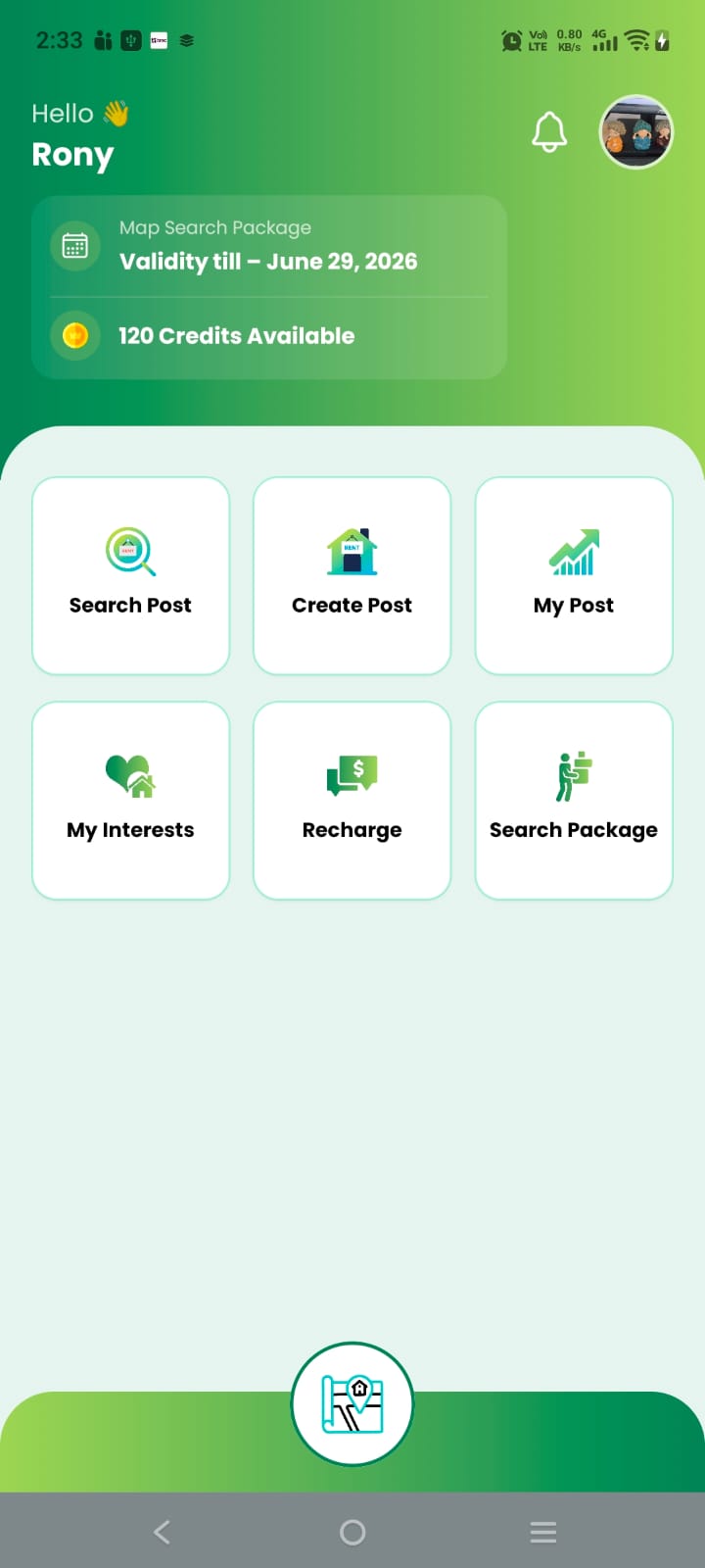 Map Mark app — ক্যাটাগরি ফিল্টার স্ক্রিন